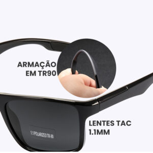 KD101 em Armação TR90 Retangular Ultra Leve e Resistente / Lente TAC Polarizada CAT.3 com 1.1mm de Espessura Proteção UV400 - Imagem 2